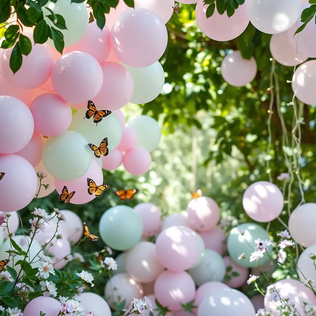 Fairy Theme Balloons: Pastel Flowers, Butterflies